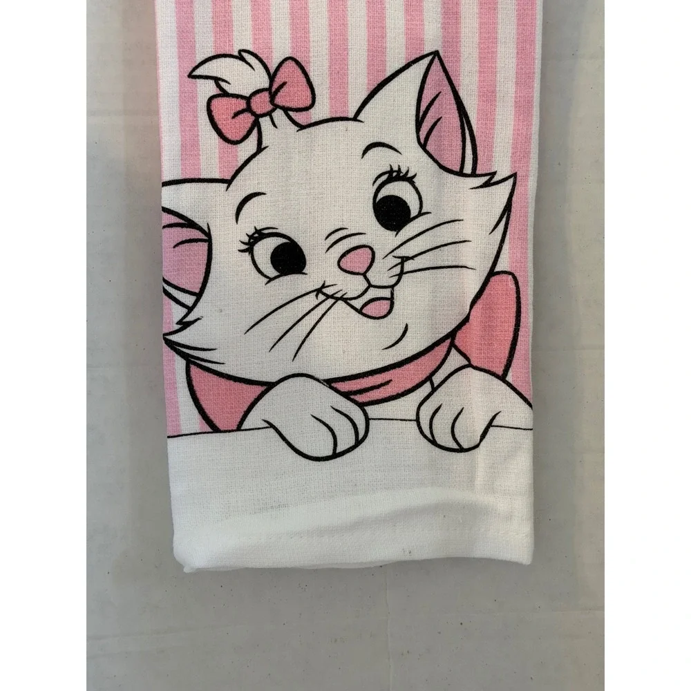 Disney The Aristocats Marie Kitchen Towel Pink White Stripe 100% Cotton NEW